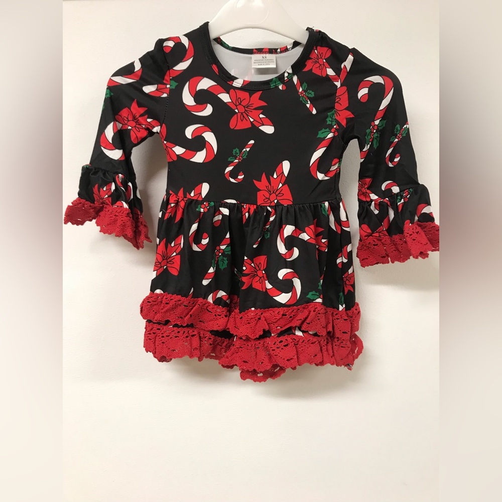 Little Girl Toddler Lace Ruffles Christmas Joysticks Holiday Party Girl Dress
